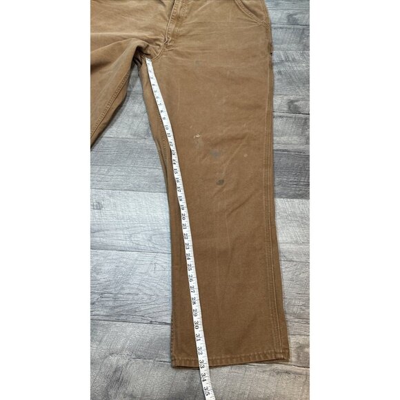 Carhartt Pants Mens 38x33 Tan Carpenter Relaxed Duck Canvas Workwear Stained - Picture 7 of 10